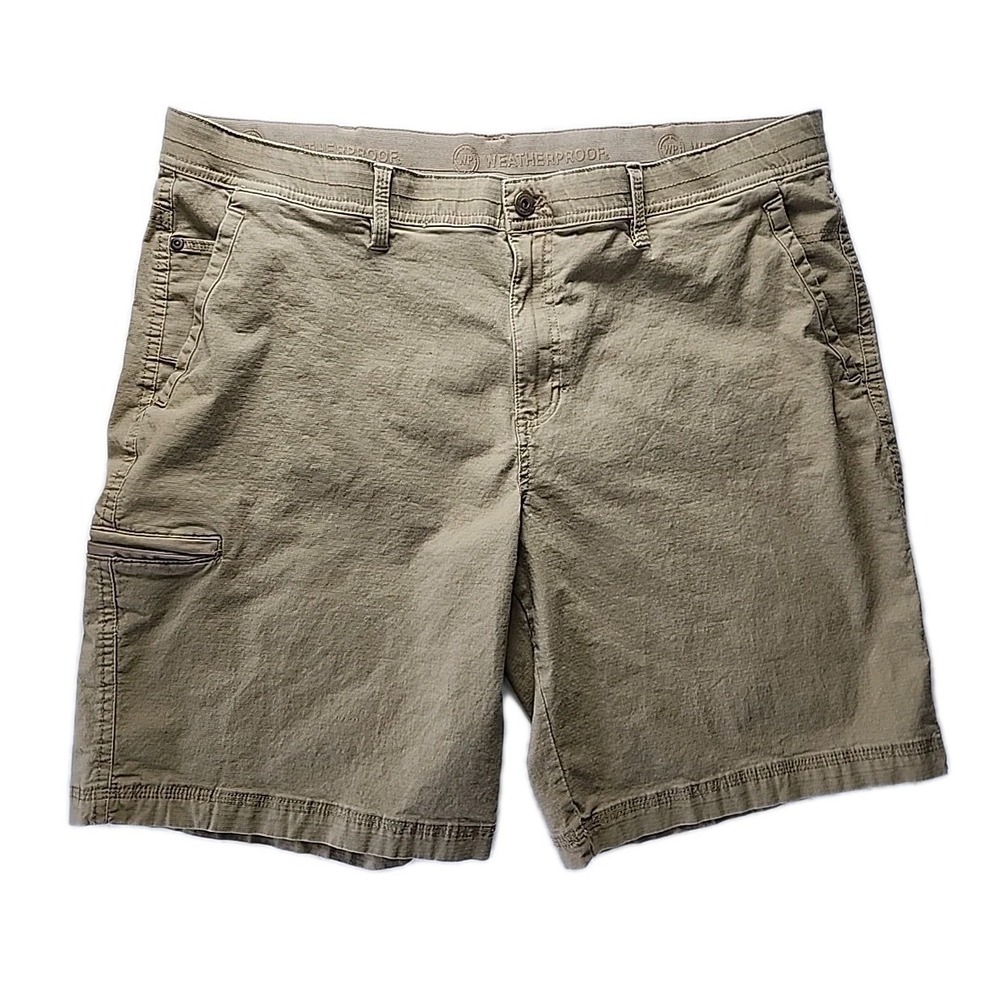 Weatherproof Men's 40W Stretch Ripstop Utility Shorts Flex Waistband Dk Tan EUC